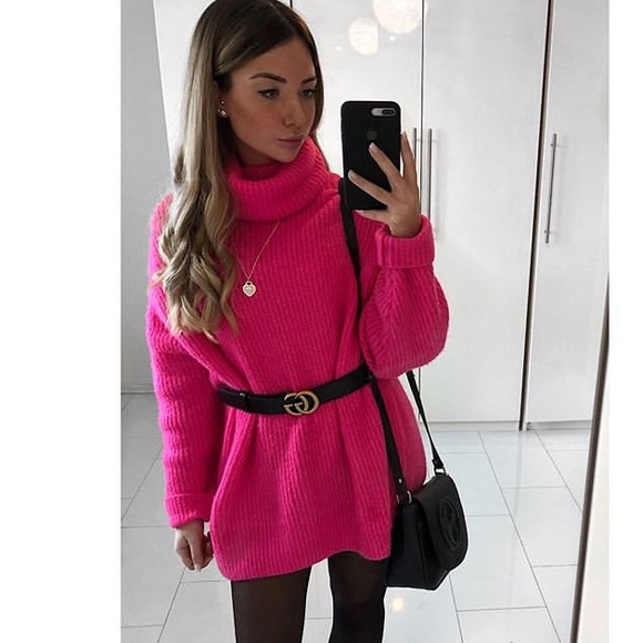 ZARA OVERSIZED NEON PINK SWEATER - Picture 3 of 5